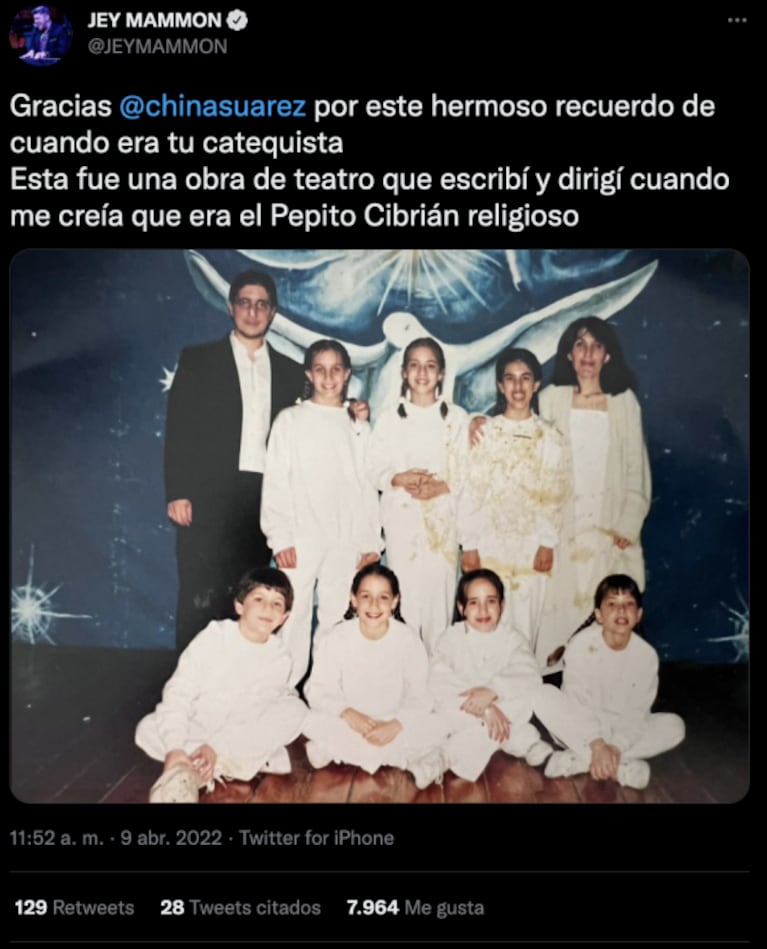 Jey Mammon publicó una foto de catequesis con China Suárez: "Me creía el Pepe Cibrián religioso"