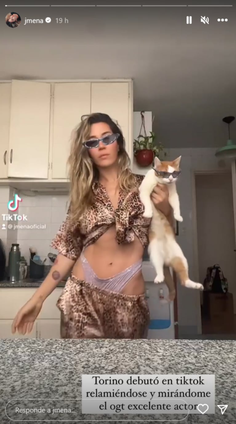 Jimena Barón causó furor con un video de TikTok con su gato Torino: "Se relamió y me miró el ogt"