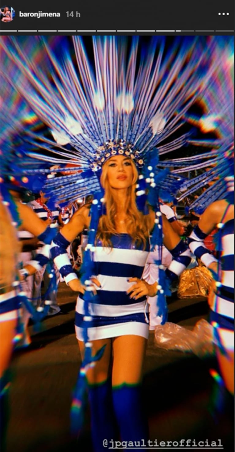 Jimena Barón, diosa total en el Carnaval de Río: look sexy, plumas y baile en el sambódromo 