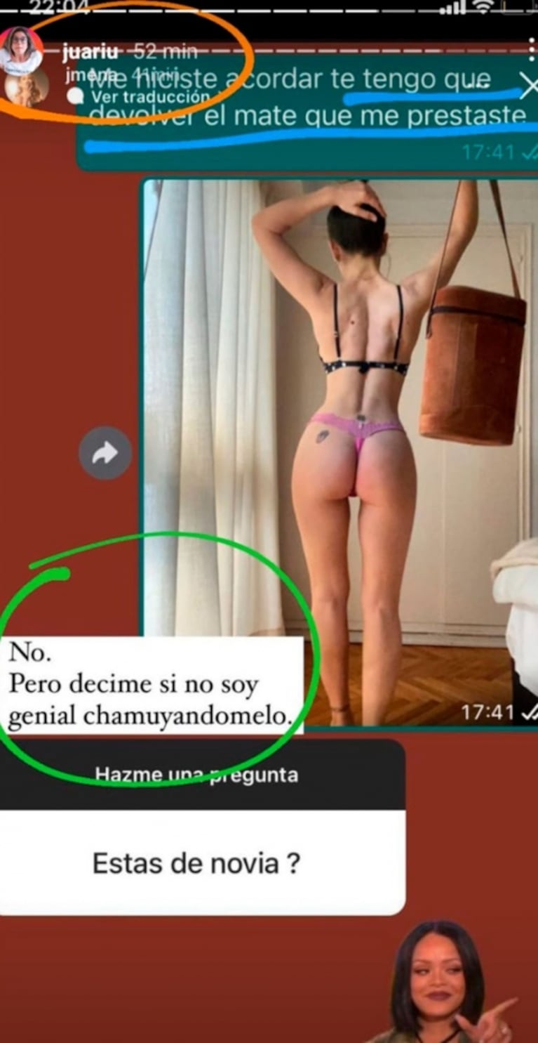 Jimena Barón mostró la foto picante que le envió por WhatsApp a su "amigovio" Matías Palleiro: "Soy genial chamuyándomelo" 