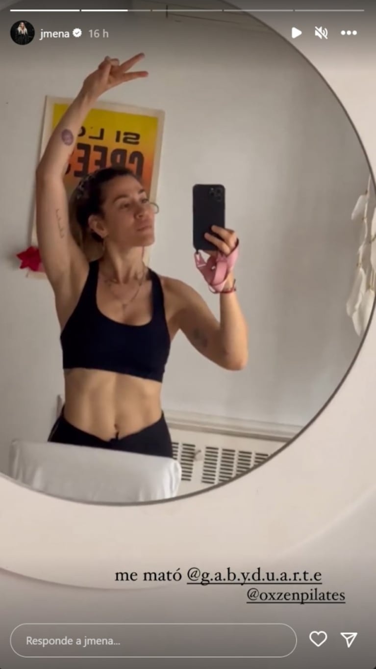 Jimena Barón se mostró después de entrenar y sumó miles de likes: transpirada y con marcado abdomen