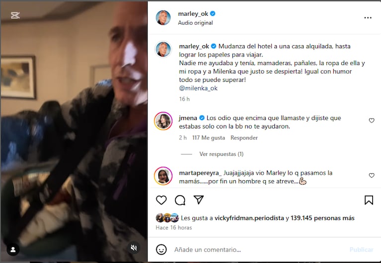 Jimena Barón se solidarizó con Marley.