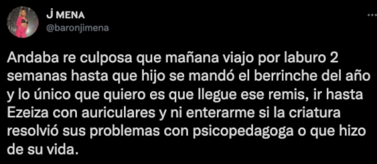 Jimena Barón se va a Miami sin Momo y habló sobre su sentimiento de culpa: "Fue así hasta que hizo un berrinche"