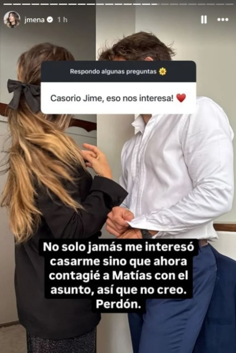 Jimena habló de la posibilidad de casarse con Matías.