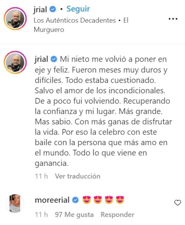 Jorge Rial contó que tras la separación de Romina Pereiro, su nieto lo volvió a poner en eje