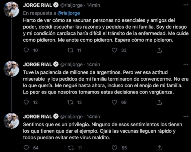 Jorge Rial explicó por qué se va a vacunar contra el covid en Miami: "No voy a dejar en manos de los políticos mi salud"