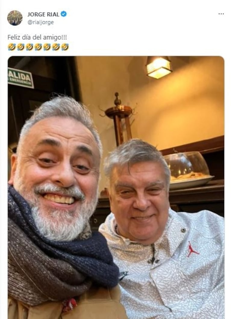 Jorge Rial, peleadísimo con Luis Ventura, compartió en el Día del Amigo una foto juntos