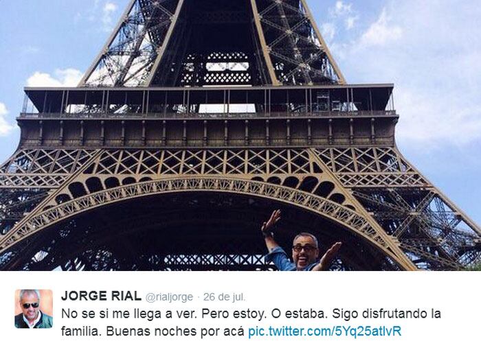 Jorge Rial, postal en París (Foto: Twitter)