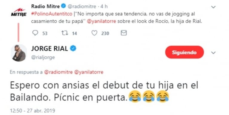 Jorge Rial salió al cruce de Yanina Latorre tras criticar el look que usó su hija Rocío en su boda