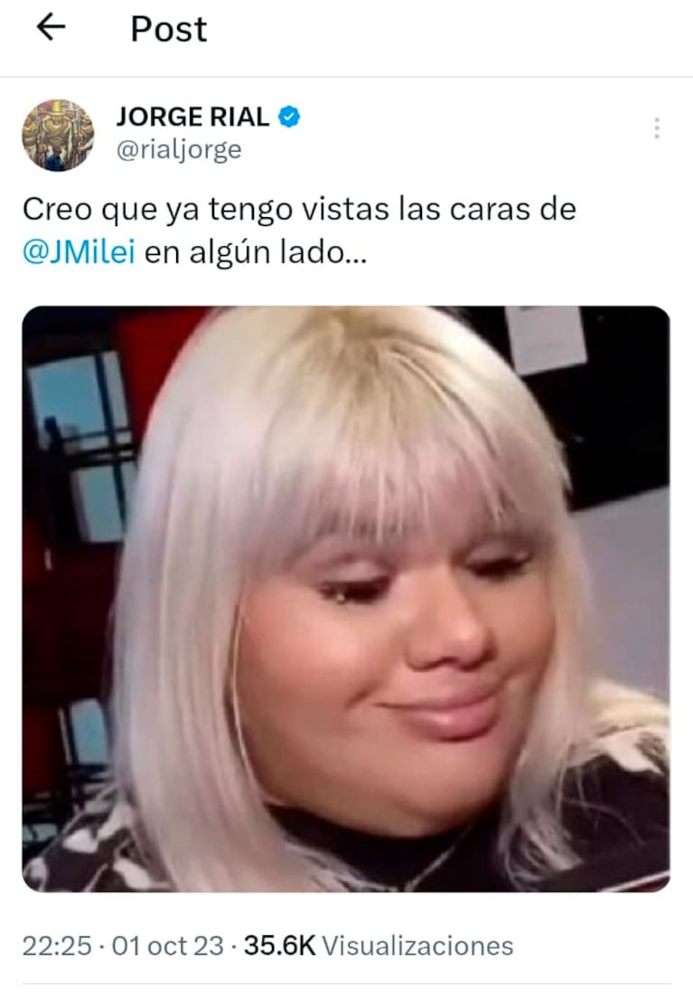 Jorge Rial usó un meme de su hija Morena para criticar a Javier Milei en el debate presidencial