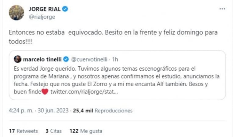 Jorge Rial y Marcelo Tinelli se cruzaron con todo por la programación en América: "Besito en la frente"