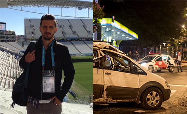 Jorge "Topo" López, el periodista argentino que falleció en Brasil (Fotos: Twitter y Web). 