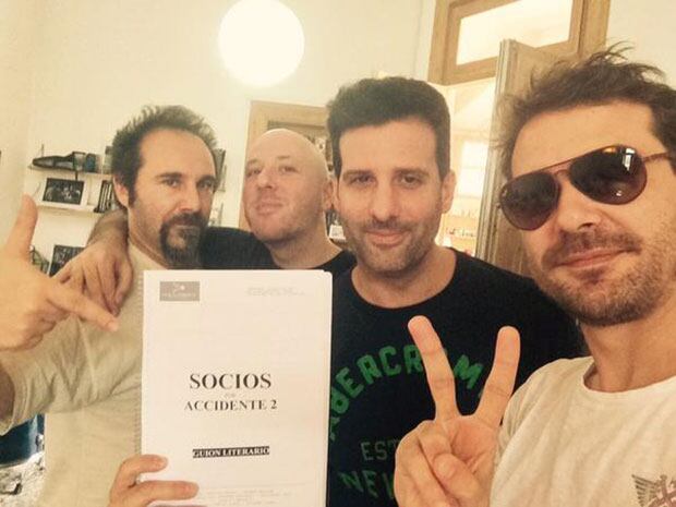 José María Listorti y Pedro Alfonso se preparan para Socios por accidente 2, junto a Fabián Forte y Nicanor Loreti. (Foto: @pedroalfonsoo)