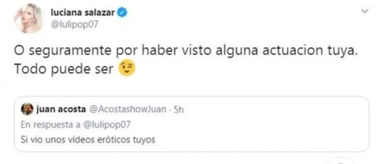 Juan Acosta se burló del análisis político de Luciana Salazar con un desubicado tweet: el picante contraataque