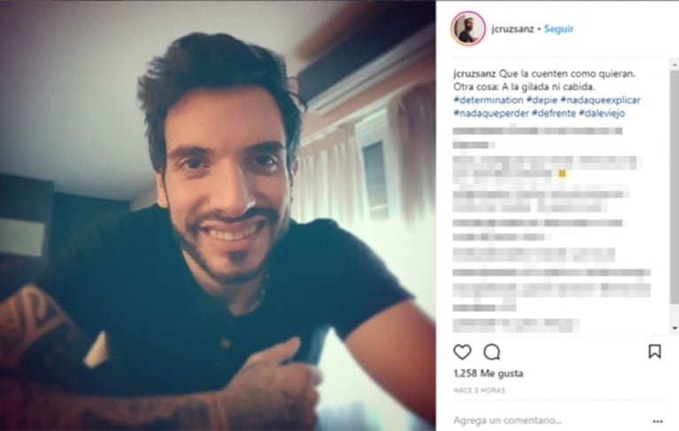 Juan Cruz Sanz reapareció en las redes tras la viralización de sus videos íntimos: "A la gilada ni cabida"