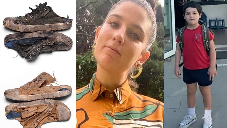 Juana Repetto bromeó con las zapatillas sucias de su hijo Toro y los carísimos zapatos destruidos de Balanciaga.