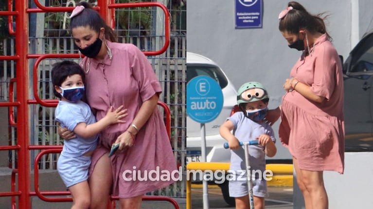 Juana Repetto, embarazada de su segundo hijo, disfrutó de una tarde de sol con Toribio (Fotos: Movilpress)