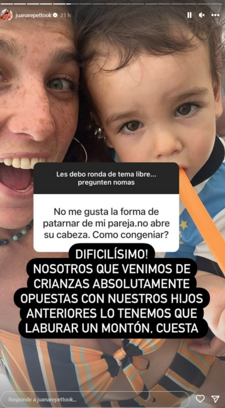 Juana Repetto habló de la distintiva crianza de sus hijos junto a su marido, Sebastián Graviotto: "Es dificilísimo"