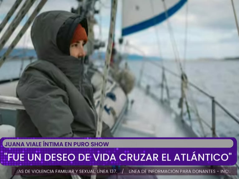 Juana Viale cruzó el atlántico con su novio. Foto: captura de pantalla de eltrece