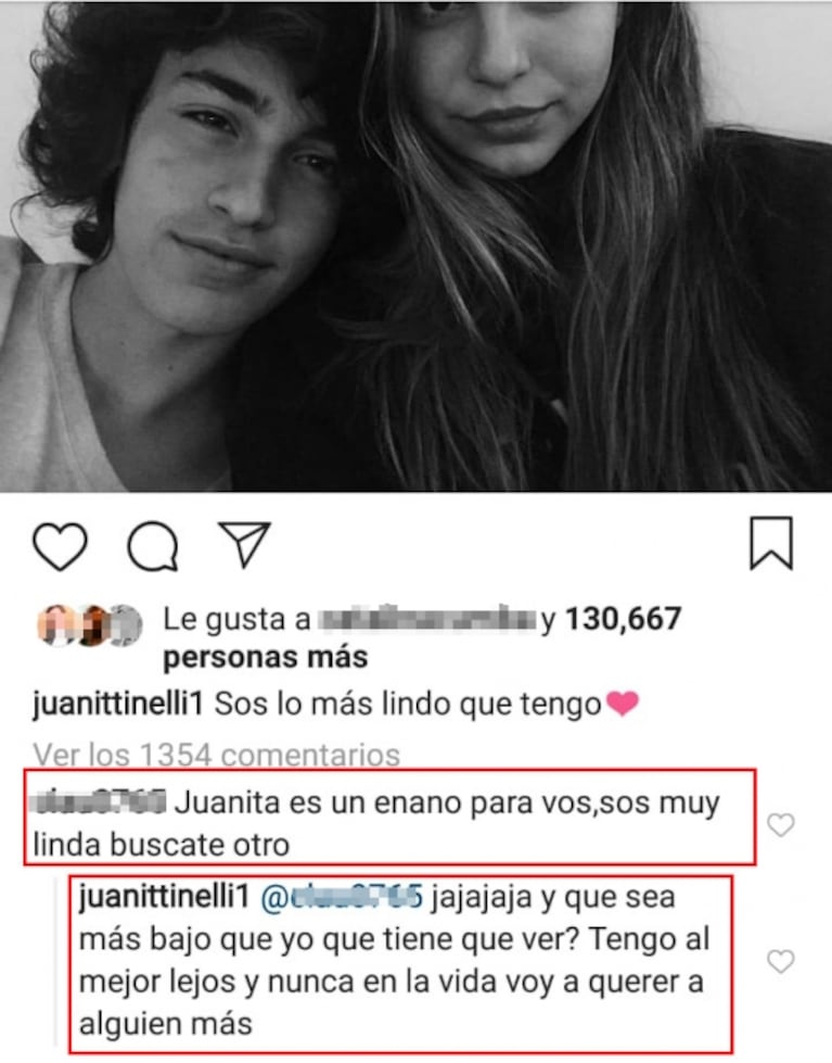 Juanita Tinelli subió una foto con Toto y cruzó una absurda crítica: "Nunca voy a querer a alguien más"