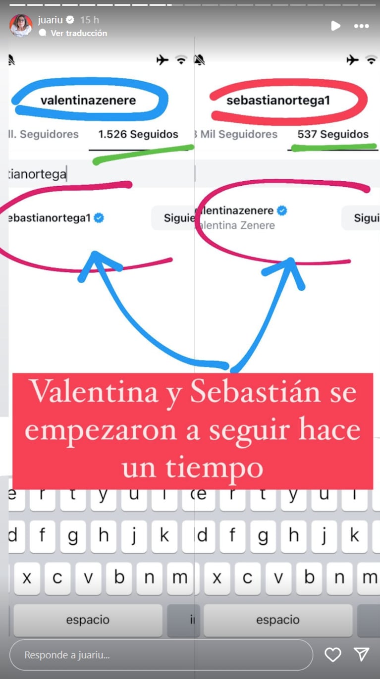 Juariu mostró las pruebas que vinculan a Sebastián con Valentina.