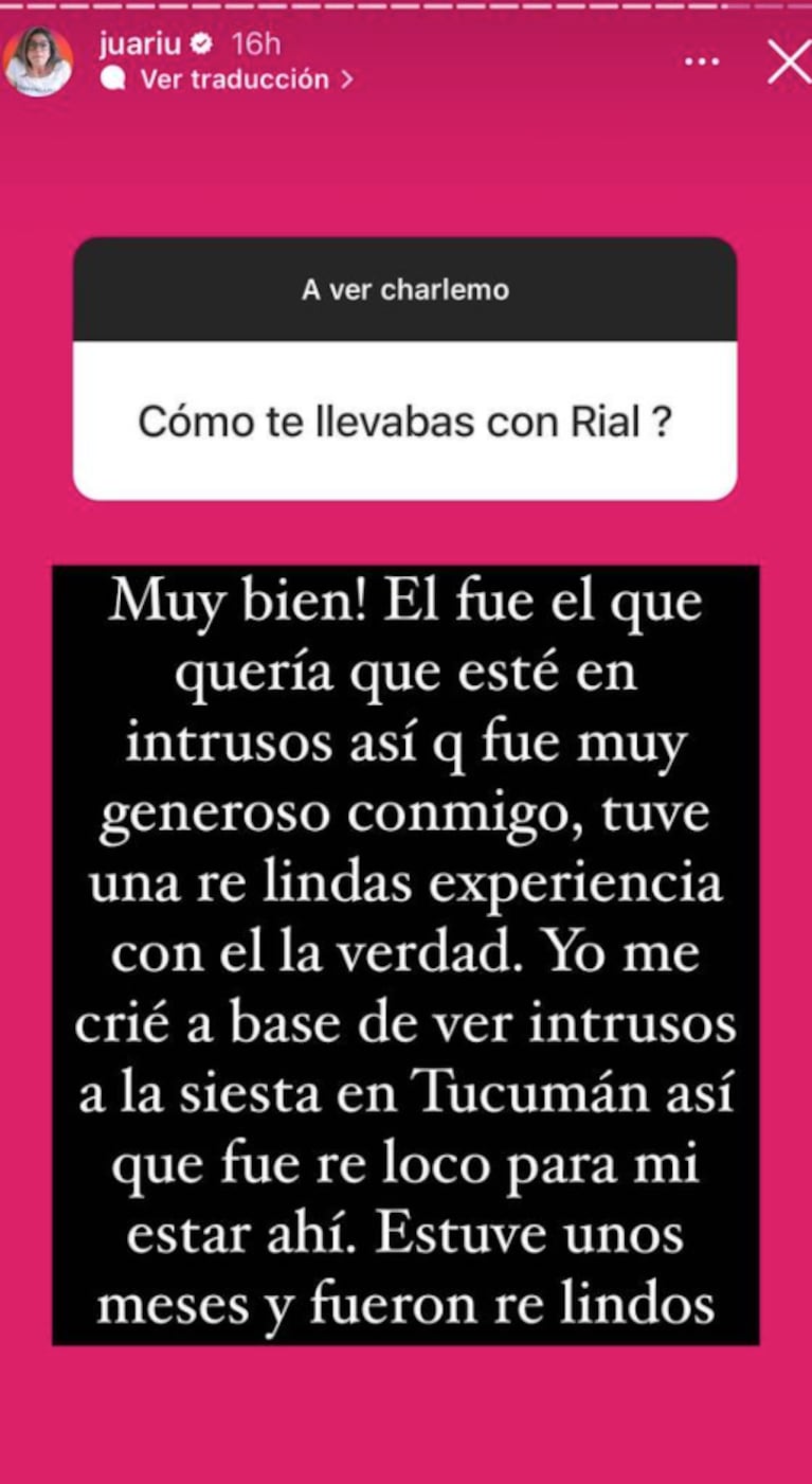 Juariu sorprendió al revelar cómo se llevó trabajando con Jorge Rial en Intrusos: "Estuve unos meses"