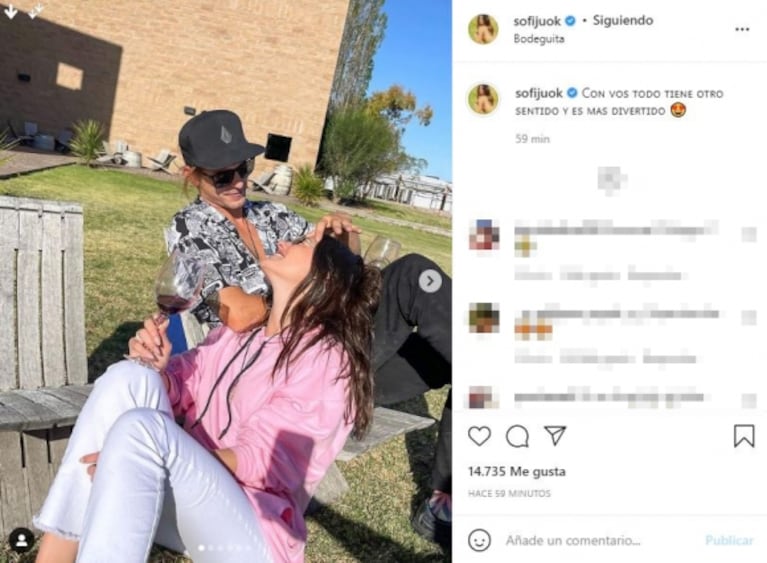 Jujuy Jiménez blanqueó su noviazgo con Bautista Bello en un romántico viaje a Mendoza: "Con vos todo tiene otro sentido y es más divertido"