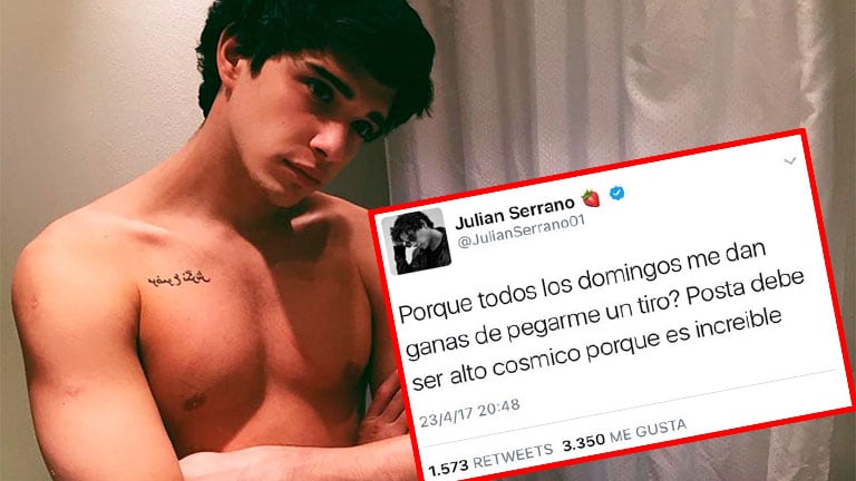 Julián Serrano y el tweet de la polémica, que luego eliminó.