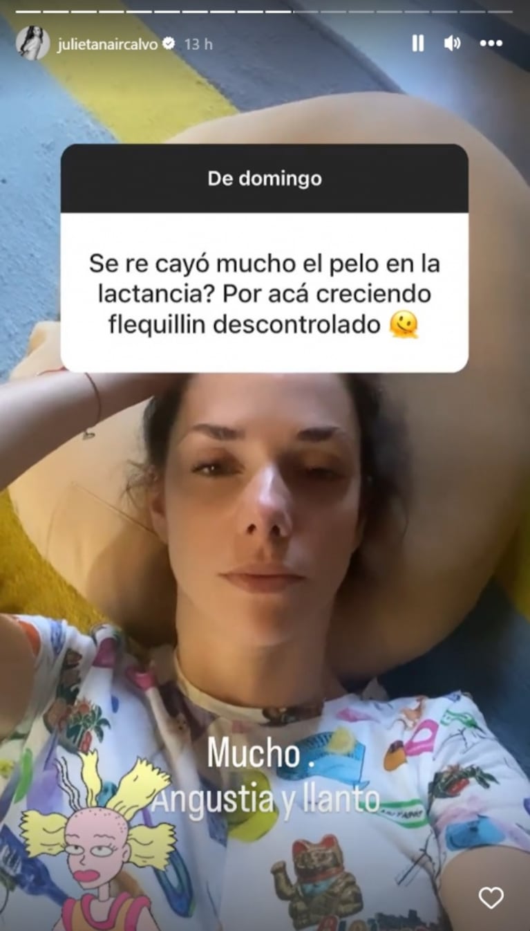 Julieta Nair Calvo contó por qué se le está cayendo el pelo sin parar: "Angustia y llanto"