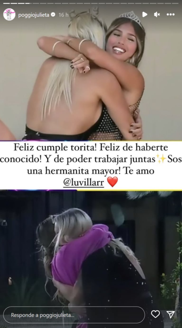 Julieta Poggio le dedicó un dulce mensaje a La Tora por su cumpleaños