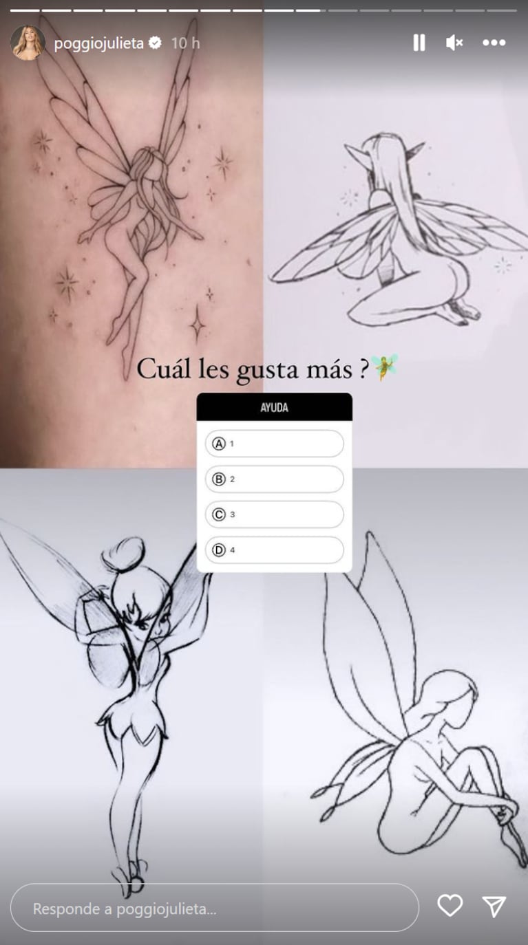 Julieta Poggio mostró el particular dibujo que se tatuará en la piel