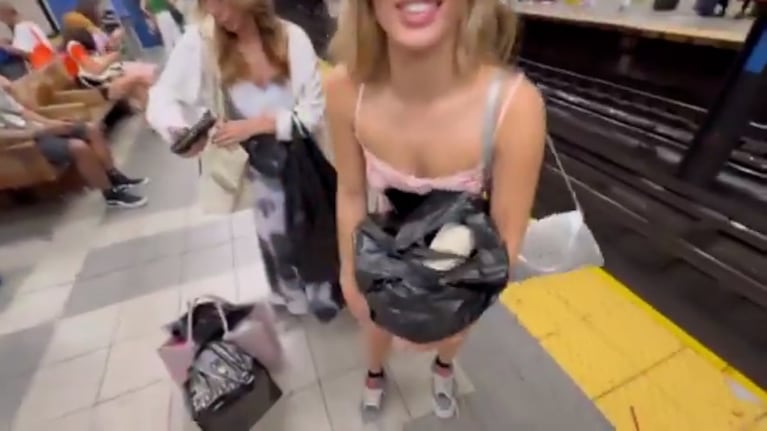 Julieta Poggio salió de compras con Nacho Castañares en Nueva York y arrasó con las carteras truchas: el video