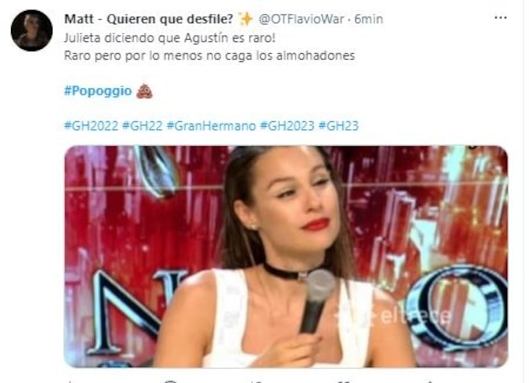 Julieta sufrió un accidente escatológico en Gran Hermano y en las redes se dispararon los memes: "Popoggio"