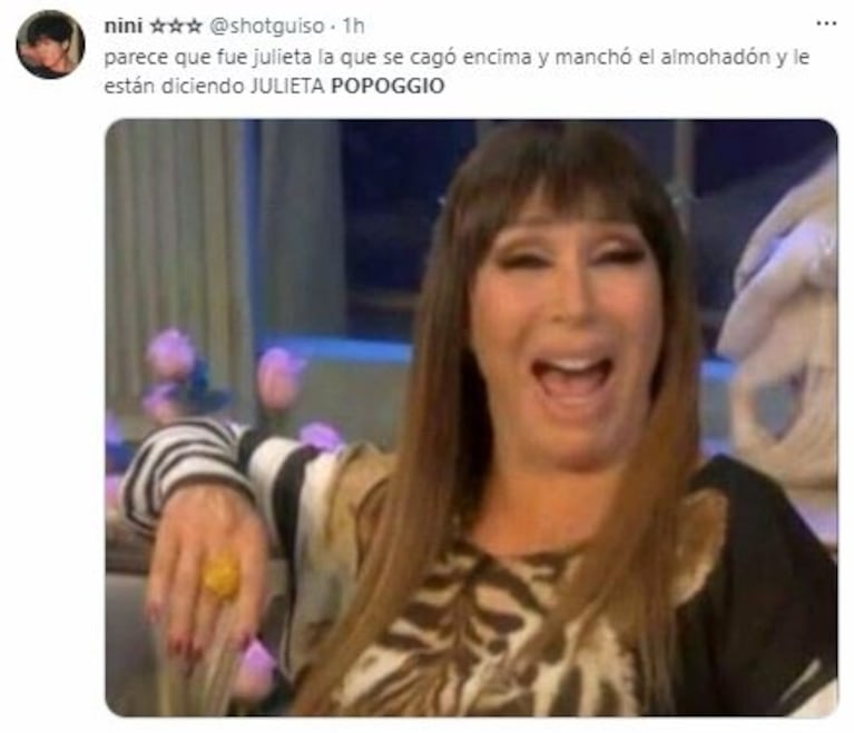 Julieta sufrió un accidente escatológico en Gran Hermano y en las redes se dispararon los memes: "Popoggio"