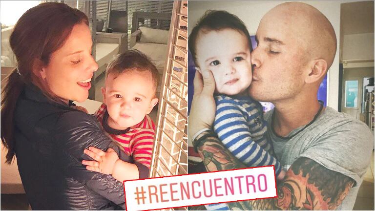 Kämpfer compartió una foto del reencuentro de su hijo con su papá tras más de medio año sin verse (Fotos: Instagram y Captura de Instagram Stories)