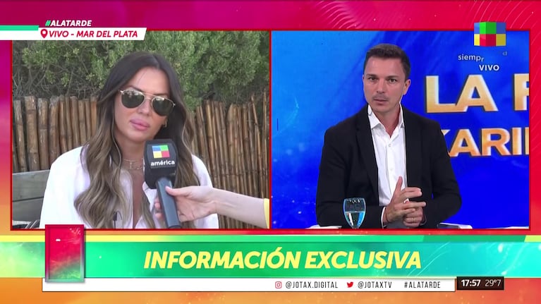 Karina Jelinek en una entrevista con A la Tarde.