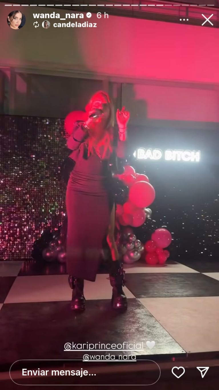 Karina la Princesita cantó en el cumpleaños de Wanda Nara (Foto: redes sociales)