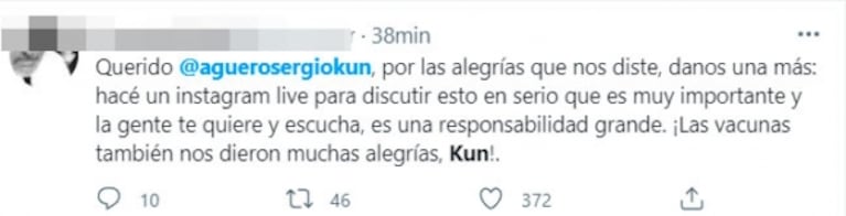 Kun Agüero generó polémica con sus declaraciones sobre la vacuna contra el covid: "No sirven"