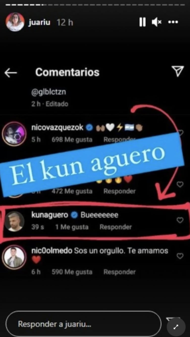 Kun Agüero le dedicó un picante mensaje a Lali Espósito, se arrepintió y lo eliminó: "Bueeeee"