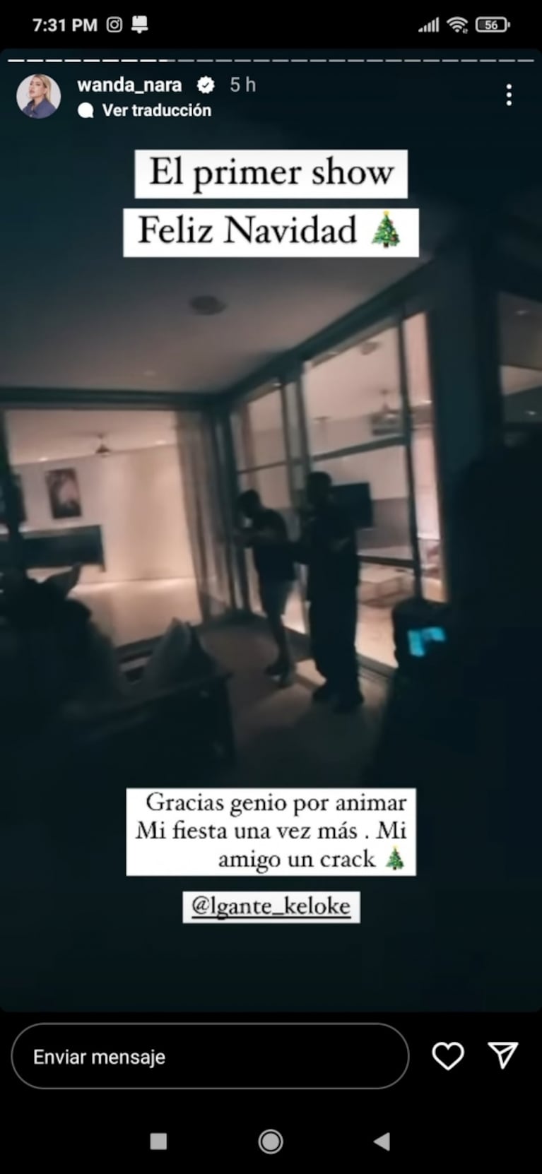 L-Gante brindó un show privado en la casa de Wanda Nara y ella le agradeció: "Mi amigo, un crack"