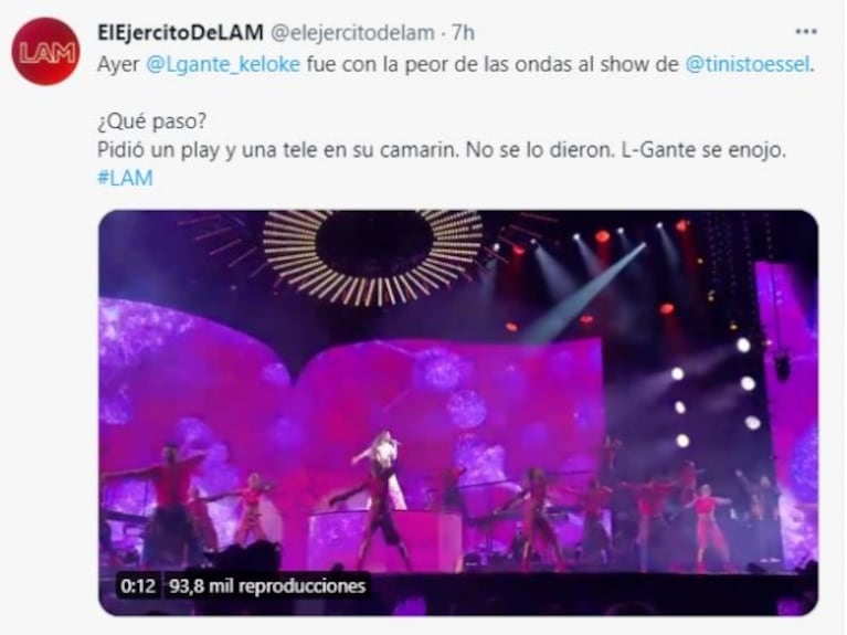 L-Gante desconcertó a Tini Stoessel con su actitud en pleno show: "La dejó sola"