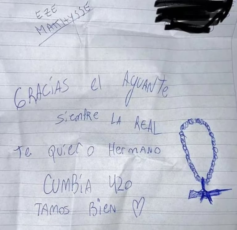 L-Gante escribió una reveladora carta desde la cárcel: su contenido