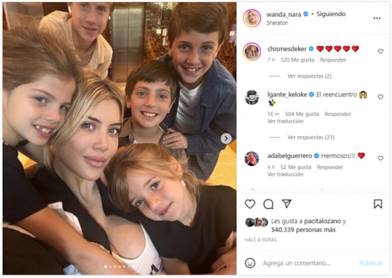 L-Gante le dejó un comentario a Wanda Nara en su reencuentro con sus hijos