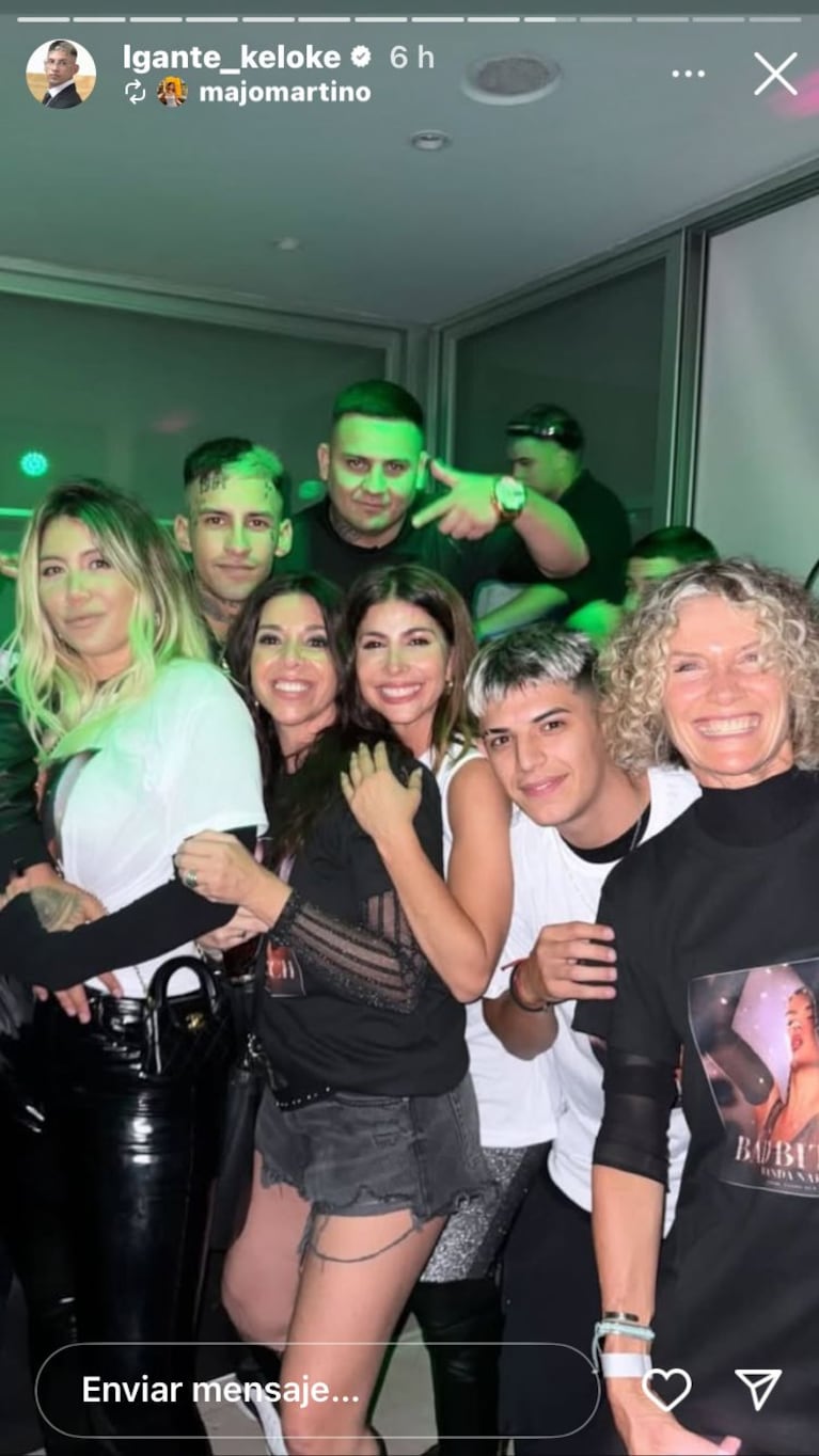 L-Gante, Pochi de Gossipeame, Majo Martino, Maru Botana en el cumpleaños de Wanda Nara (Foto: redes sociales)