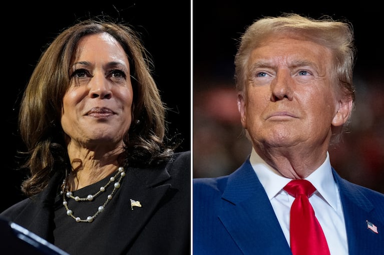 La candidata presidencial y vicepresidenta demócrata, Kamala Harris y el candidato presidencial y expresidente republicano, Donald Trump (AP Foto)