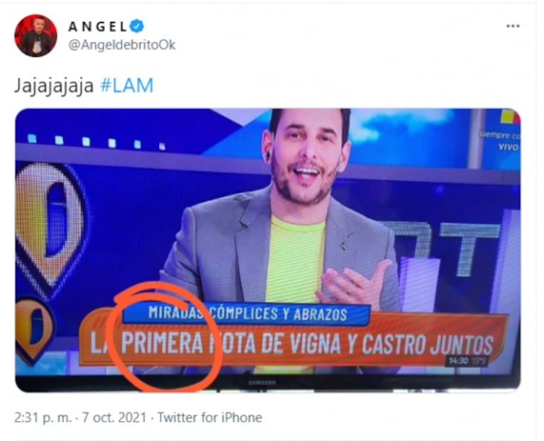 La chicana de Ángel de Brito contra Intrusos por su entrevista a Luciano Castro y Flor Vigna: "La primera nota juntos"