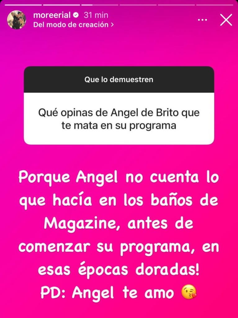 La chicana de Morena Rial a Ángel de Brito. (@moreerial)