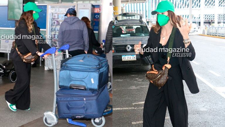 La China Suárez en el Aeropuerto Internacional de Ezeiza antes del estallido del Wanda Gate (Fotos: Movilpress).