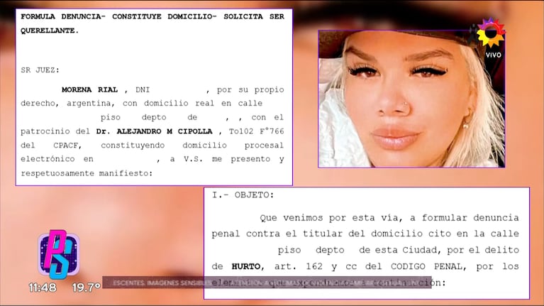 La denuncia penal de Morena Rial contra el dueño del departamento donde alquilaba. (Foto: Puro Show)