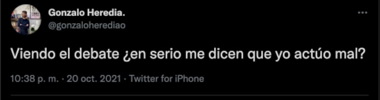 La desopilante reacción de Gonzalo Heredia mientras veía el debate de los candidatos a diputados: "¿En serio me dicen que yo actúo mal?"